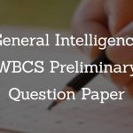 General Intelligence - WBCS Preliminary Question Paper