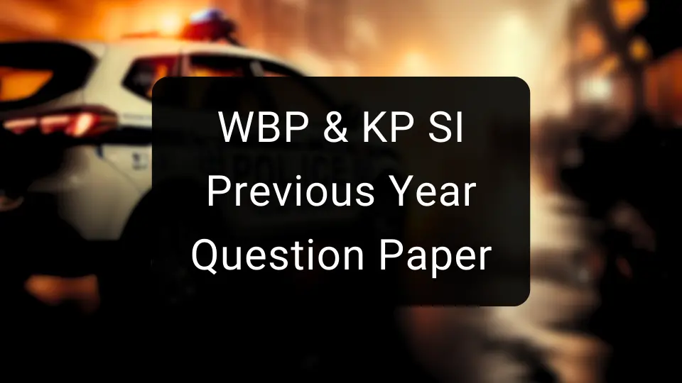 WB Police kolkata police si previous year question paper